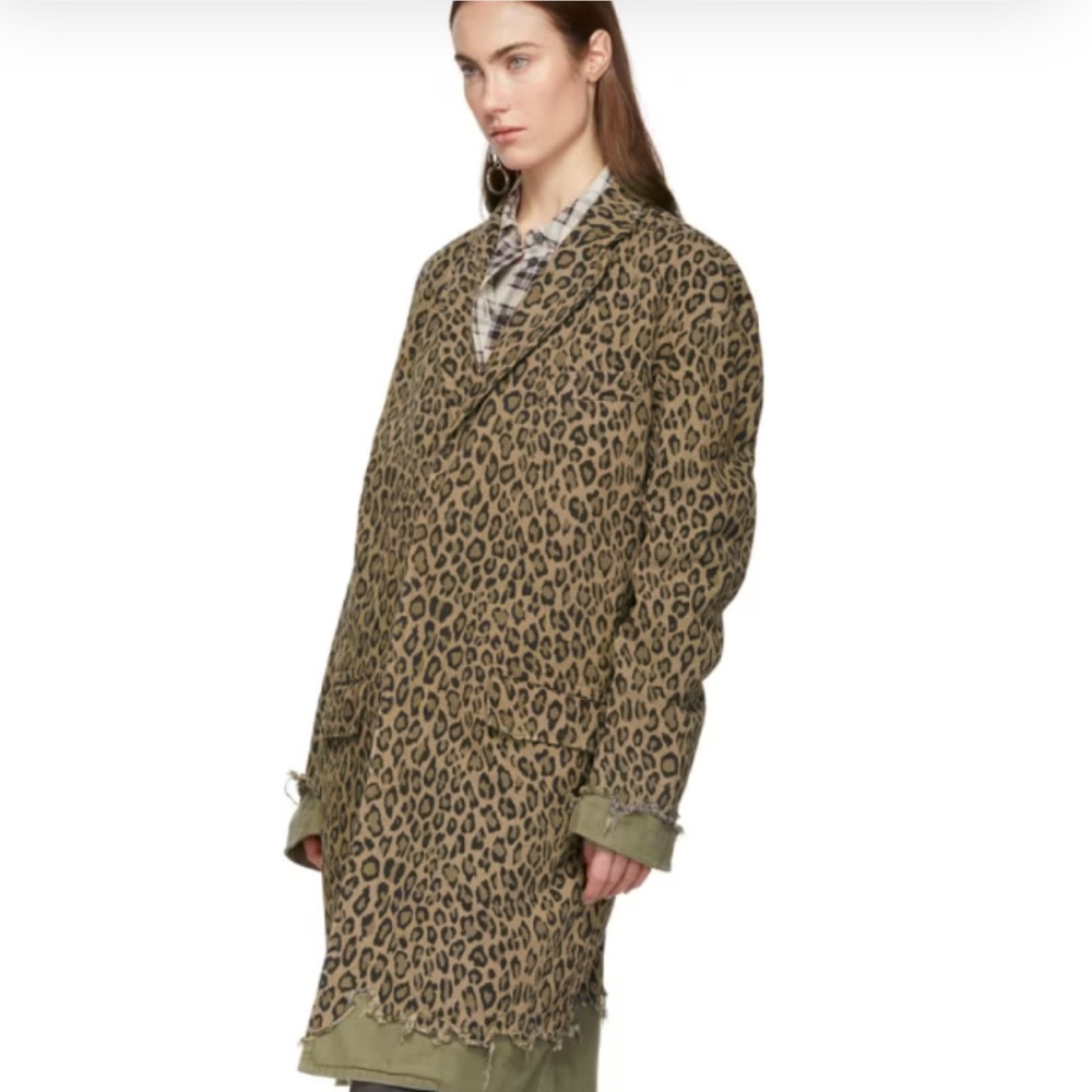 New without tags R13 cotton distressed leopard print coat. Size medium. - Picture 10 of 16